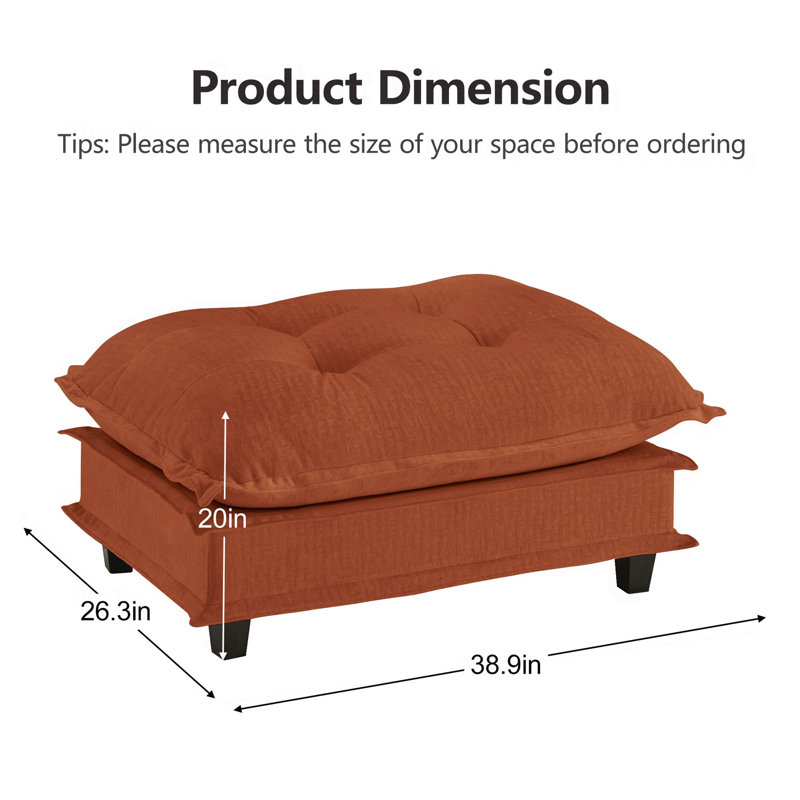 73 Chenille repose-pieds orange, Orange