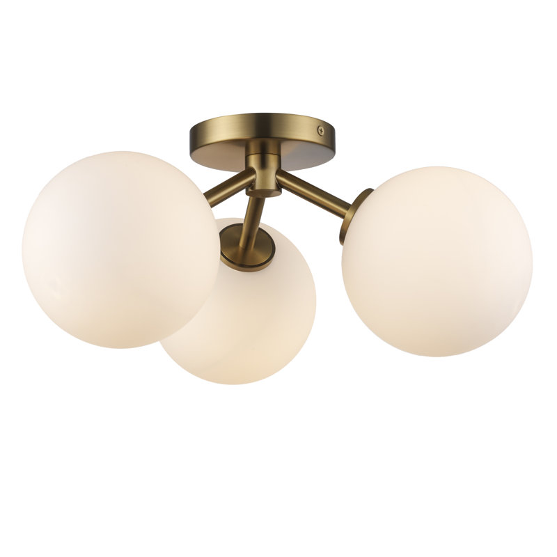 Brumback Glass Semi Flush Mount, Antique Gold