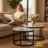 Nesting Coffee Table Set of 2, Round Stacking Coffee Tables with Nesting Coffee Table Set of 2, Round Stacking Coffee Tables with Resin Top & Metal Frame, Space-Saving Nesting Tables for Living Room, Small Space