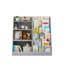 Bibliothèque pour enfants en bois à 4 niveaux avec bac de rangement pour jouets, tablette multifonctionnelle pour chambre de bébé, salle de jeux ou chambre à coucher, gris