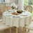 60-Inch Beige Faux Linen Round Tablecloth, Textured Fabric, Stain-Resistant, Wrinkle-Resistant, Washable, Ideal For Home Dining Tables.-193417681