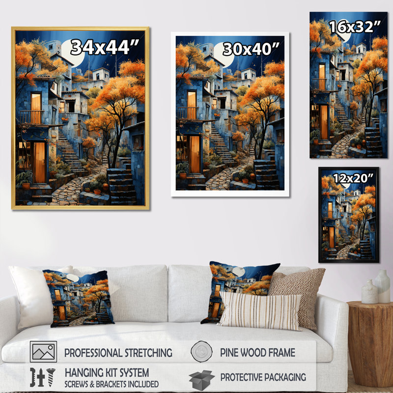 Art mexicain, paysage, odyssée d'Oaxaca II - art mural mexicain, H 44 po x l 34 po x P 1,5 po, Cadre flottant érable