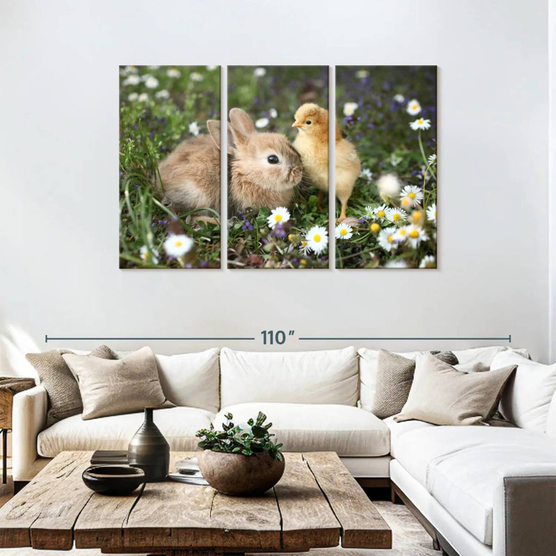 Cute Animals With Chamomile, 48" H x 74" W