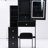 Small Space Vanity Table With Sliding Led Mirror, Brightness And Color Adjustable, Cushioned Stool, , Black Compact Left Side Bedside Padded Chair & Touch Operated Adjustable 3 Settings, American-158503288