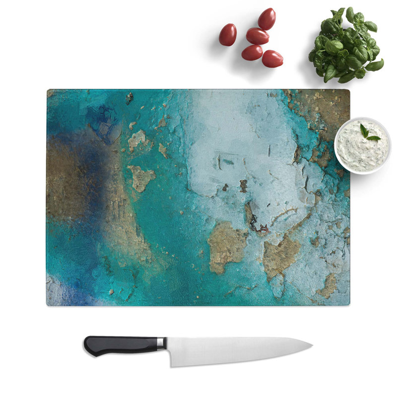 Tempered Glass Cracked Affection Chopping Board, 28.5 cm W x 20 cm L