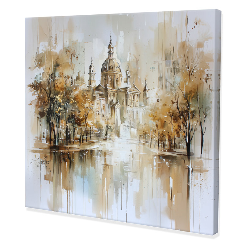 Aquarelle, Amsterdam Soft Dreamy Architecture II - art mural imprimé Amsterdam, H 16 po x l 16 po, Toile tendue