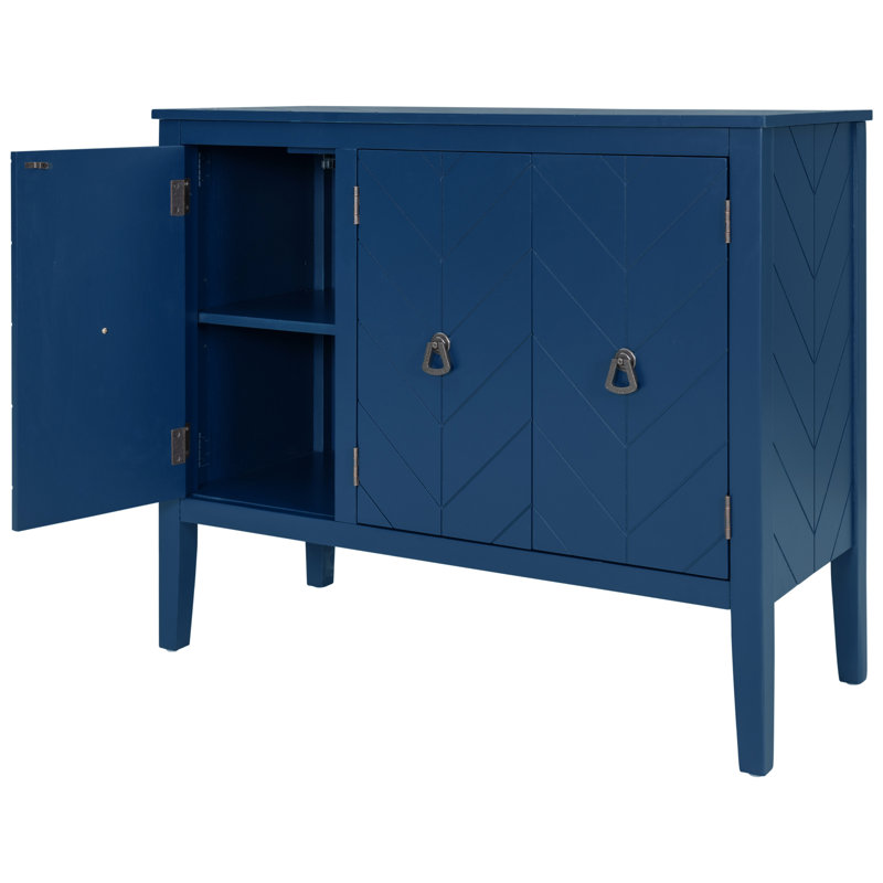 Cabinet With 3 Doors And Inner Adjustable Shelves, Blue