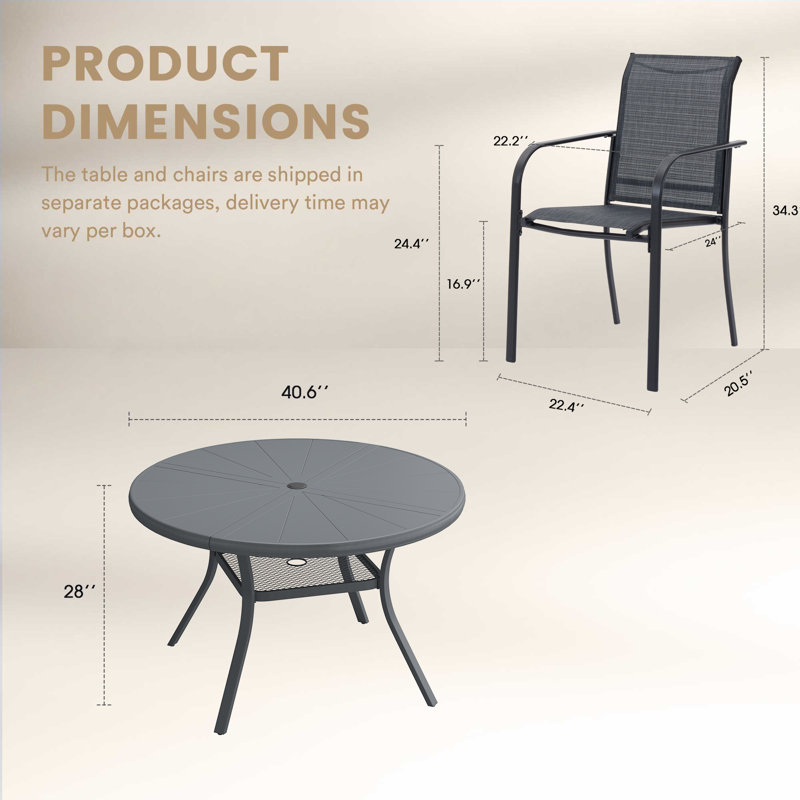 4-Person Outdoor Aluminum Patio Dining Set, Gray