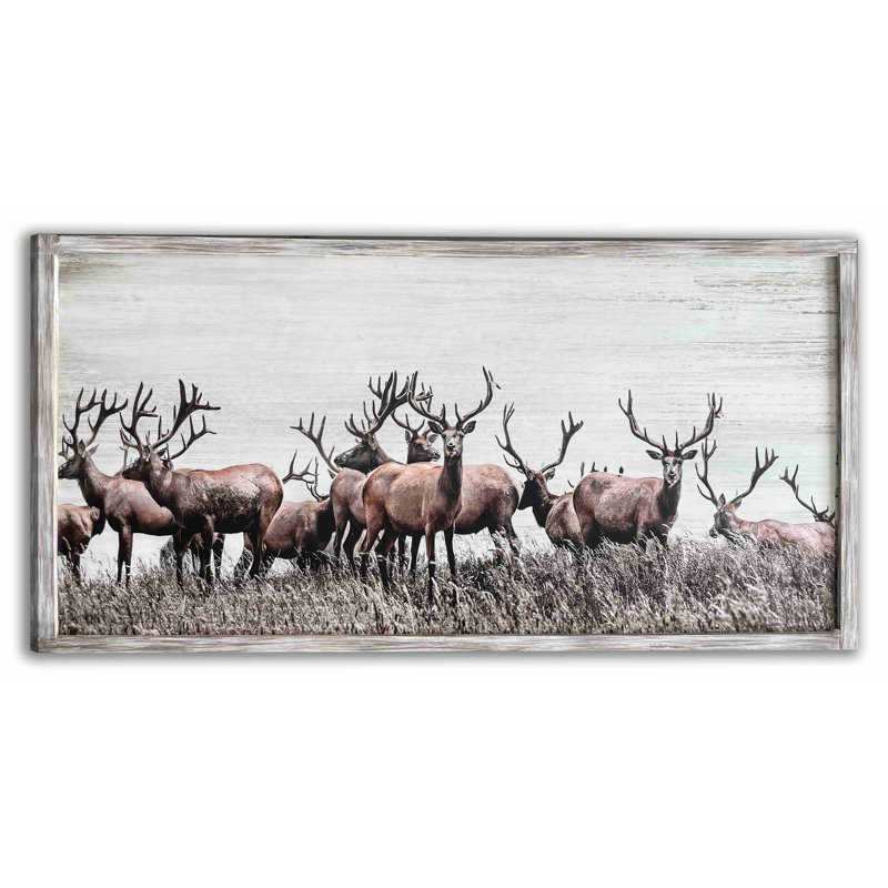 Graceful Deers - Impression sur toile tendue, H 24 po x l 48 po x P 1,5 po