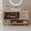 Meuble-lavabo moderne 47,2 po avec lavabo vasque en céramique, armoire autoportante dorée