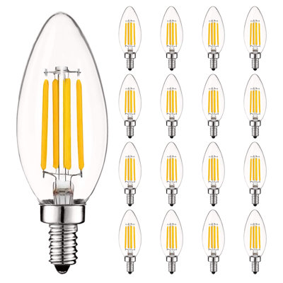 5 Watt (40 Watt Equivalent), B11 LED, Dimmable Light Bulb, E12/Candelabra Base -  Luxrite, LR21594-16PK