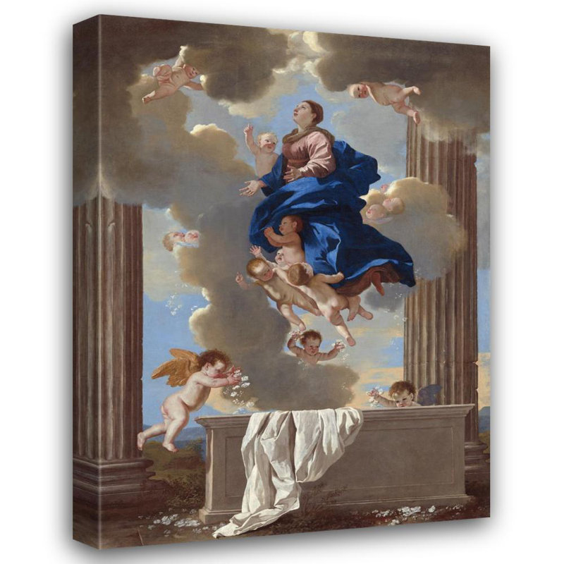 "L'assomption de la Vierge" par Nicolas Poussin - Toile tendue avec châssis, H 48 po x l 33 po