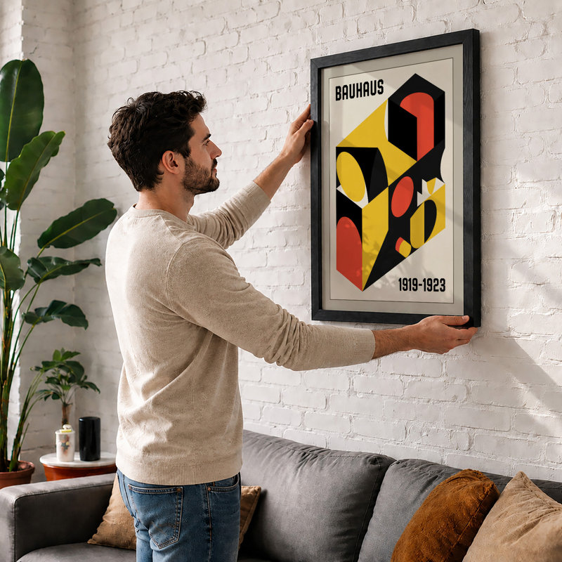 Bauhaus Constructivist Geometric - Print, A2 - 59.4 x 42.0 cm, Walnut