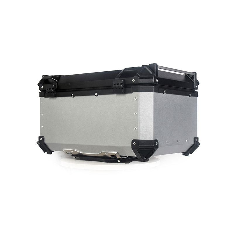 65L Motorcycle Rear Top Box Luggage Aluminium Alloy Tail Carrier Tool Case, Silver