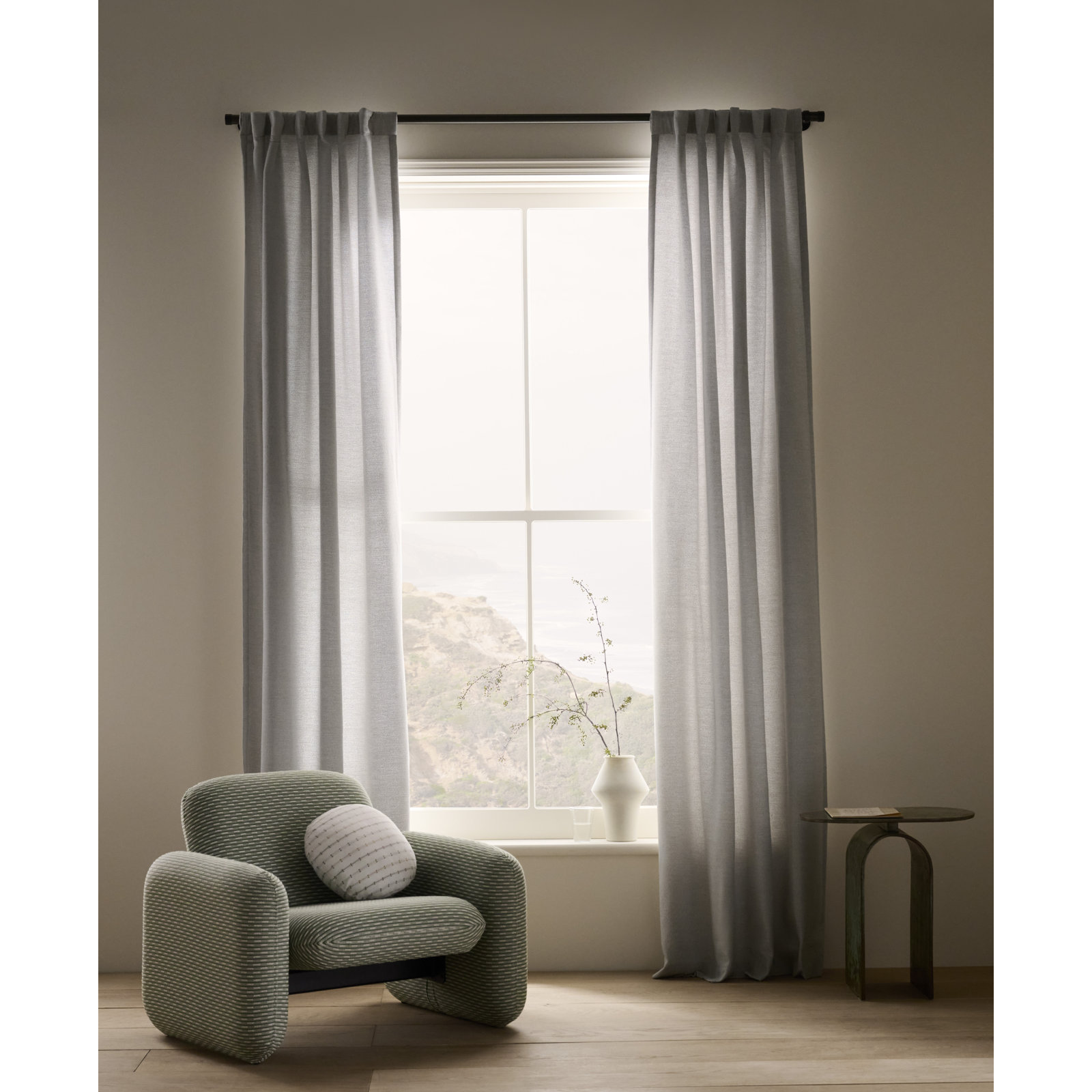 Landon Sunbrella Curtain, Cloud, 50" W x 120" L