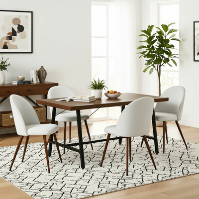 5-Piece Rectangular Dining Table Set With 4 Upholstered Dining Chairs