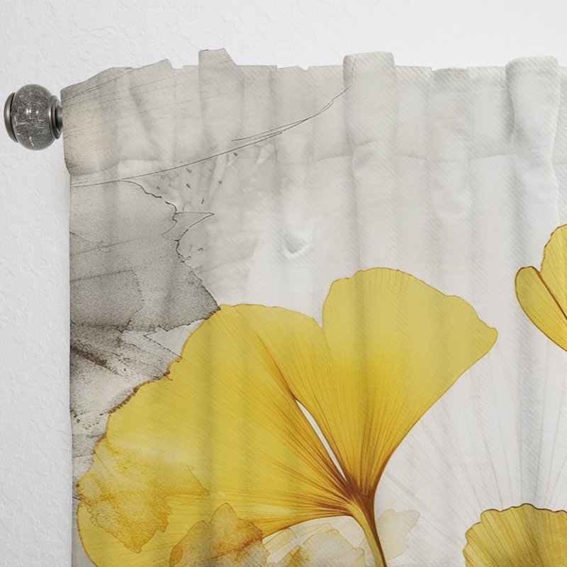 Palmier Tropical Ginkgo Artwork III - Rideau palmiers - Velours obscurcissant - 1 panneau, L 52 po x L 84 po