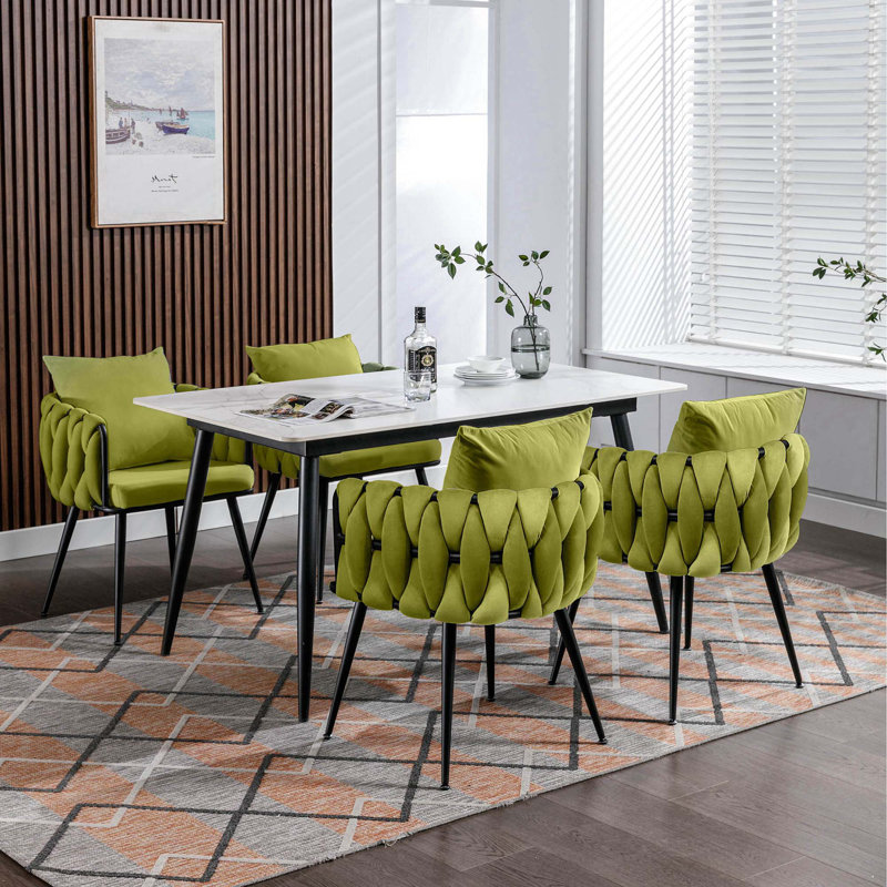Chaise de salle à manger capitonnée, Olive