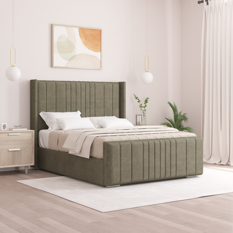 Denzel Upholstered Bed , Single (3'), Asphalt