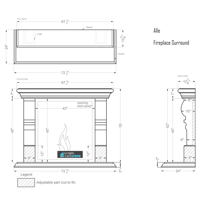 Alle Fireplace Surround, Gray Smooth