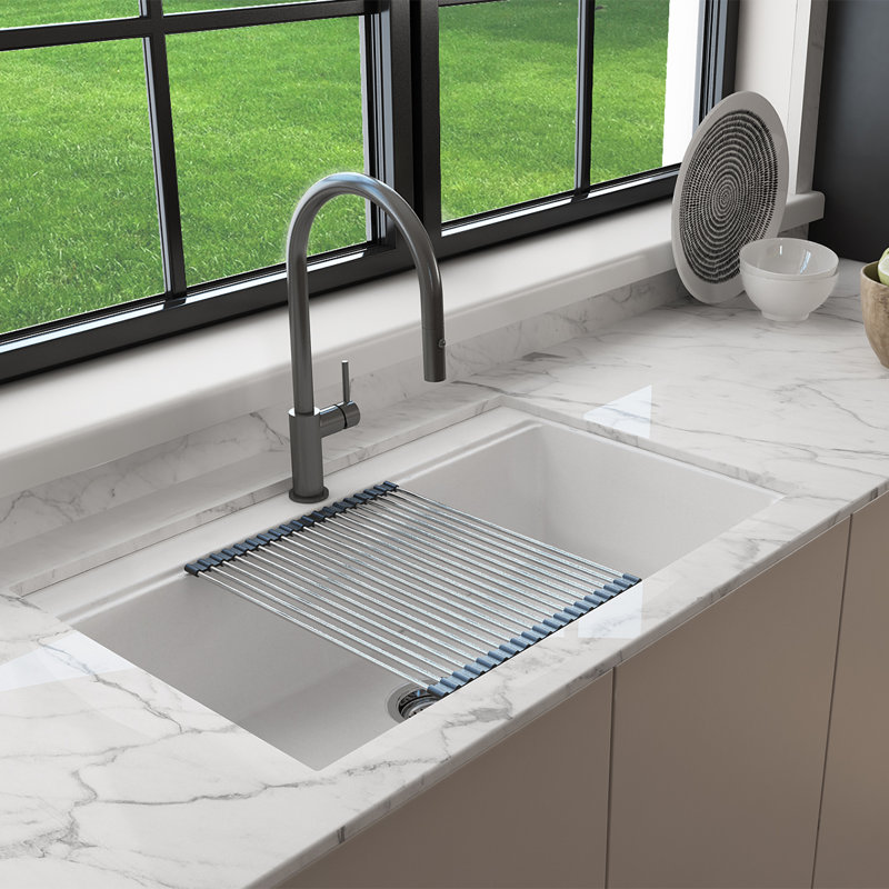 Baveno Lux 34 " L Undermount and Drop-In Single Bowl Granite Kitchen Sink
