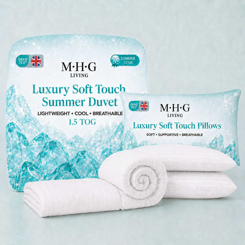 1.5 Tog Duvet & Duvet Pillow Set- Breathable & Soft Microfiber- All Uk Sizes, Single + 1 Pillow