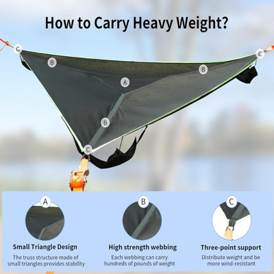 Hamac de camping, hamac géant confortable de 13 pi pour l'extérieur, attaches et sangles incluses, hamac extérieur de 1 100 lb maximum pour une capacité de 3 à 6 adultes pour les fêtes et les rassemblements