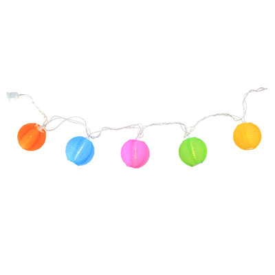 10 Piece Multi-Color Round Chinese Lantern Garden and Patio Lights 8" Spacing Set
