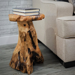 Bushraa Solid Wood Tree Stump End Table