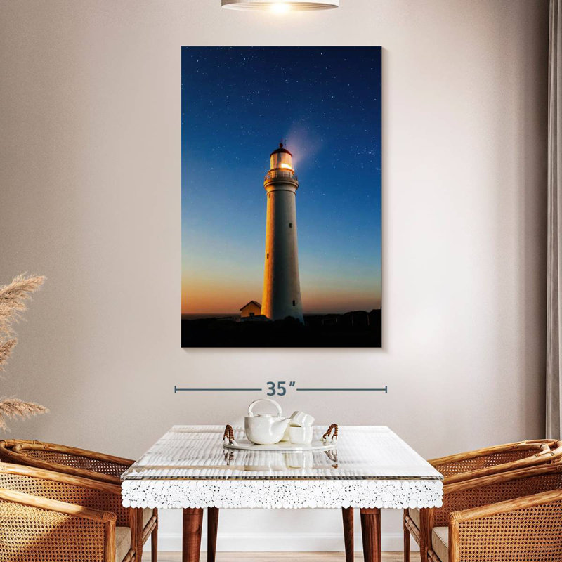 Beauté du phare de nuit, H 51 po x l 34 po