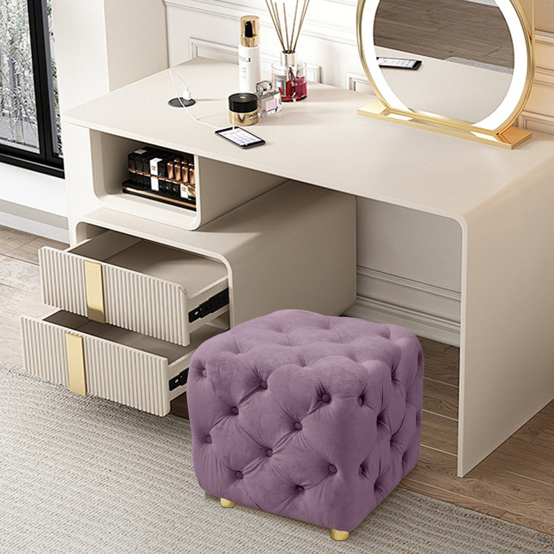 Repose-pieds de maquillage en velours Modern, Velours mauve