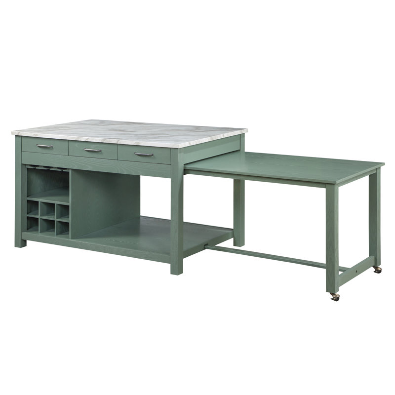 Îlot de cuisine extensible Alez, Vert