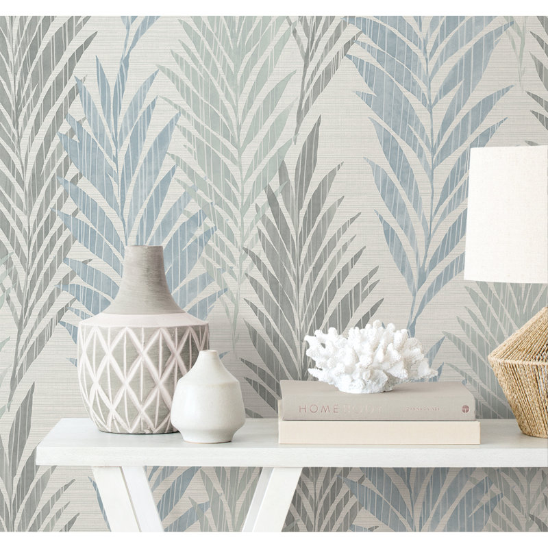 Papier peint floral Dehl, Fumée bleue / cendre