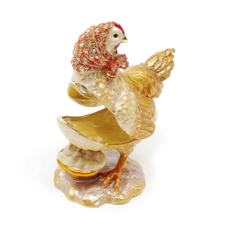 Boîte à bijoux poule avec œufs