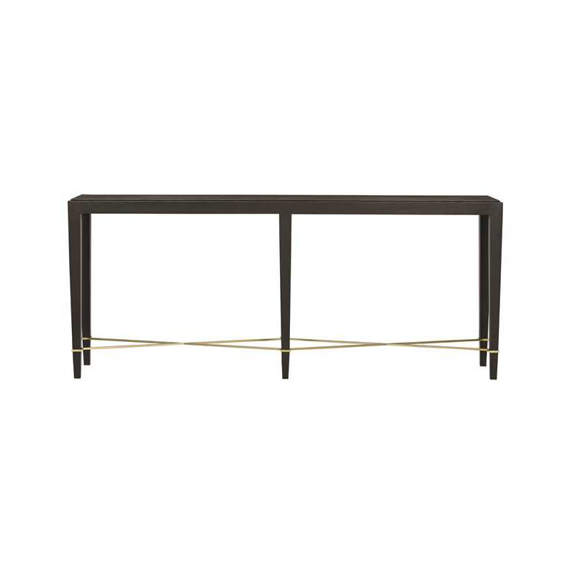 Verona 76'' W Solid Wood Console Table, Black Lacquered Linen