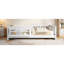 Lit plateforme simple en bois avec garde-corps et tablettes de rangement, blanc-133231914
