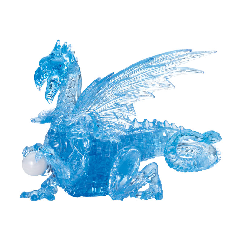Dragon 3D en cristal, Bleu