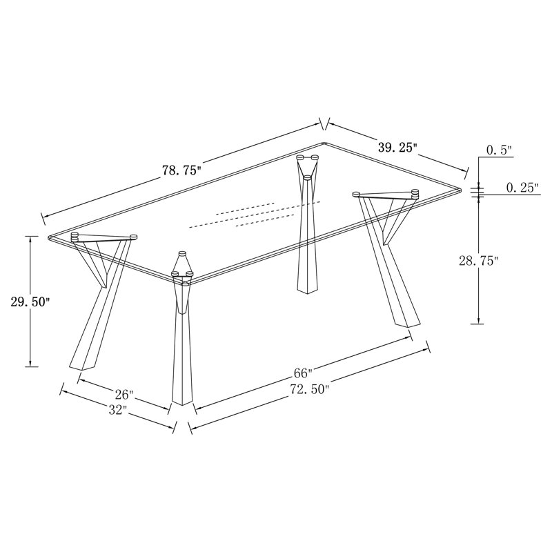 Keirra Glass Top Metal Base Dining Table