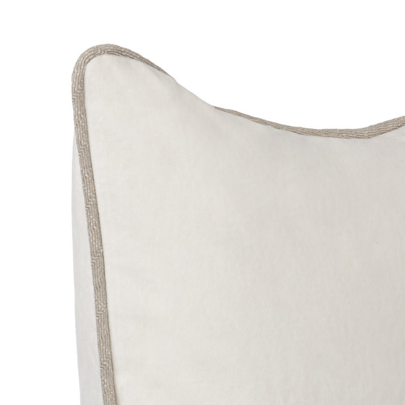 Harriet Cotton Throw Pillow, Square 18", Ivory