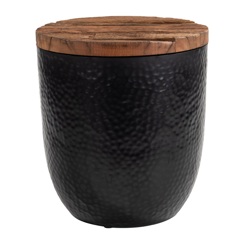 Table d'appoint de rangement Duskan Naturel et Noir