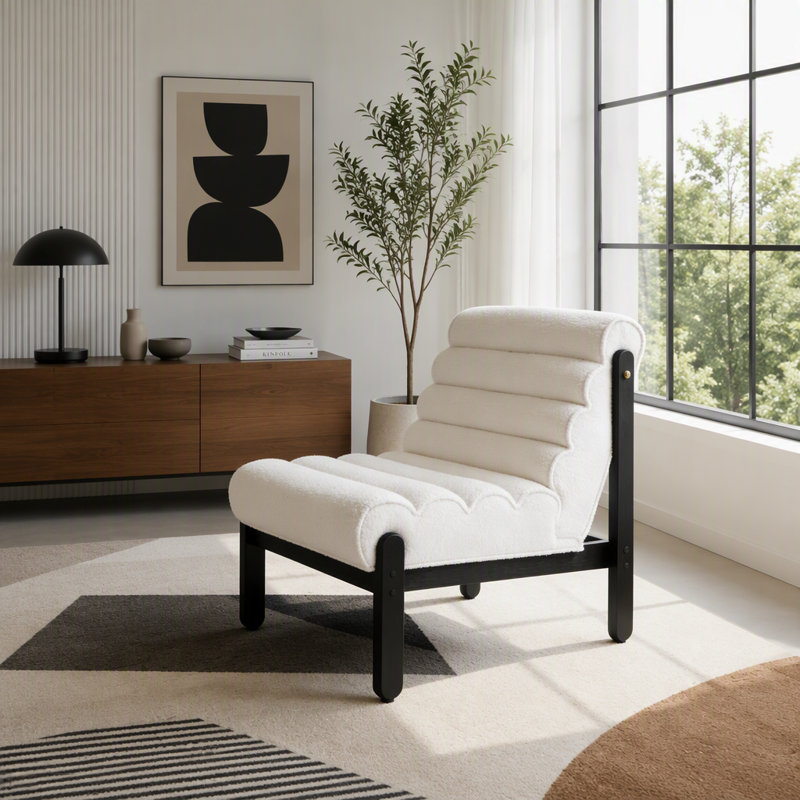 Fauteuil d'appoint Fluffy, Noir, Blanc