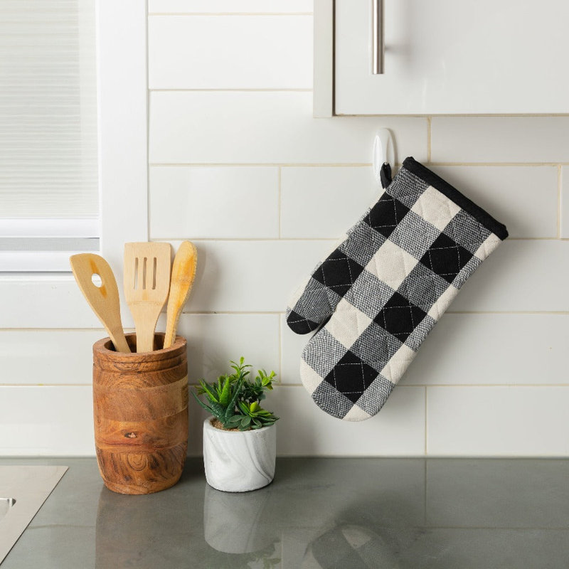 Gant de cuisine Urban Plaid, Noir / Blanc cassé