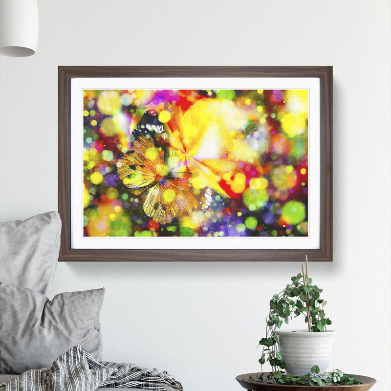 Butterfly Vol.2 - Picture Frame Painting, 48cm H x 65cm W x 2cm D, Walnut Framed