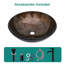 Vasque de salle de bain artistique en verre trempé avec robinet noir et bonde clic-clac, vasque ovale texturée marron, meuble-lavabo en verre trempé