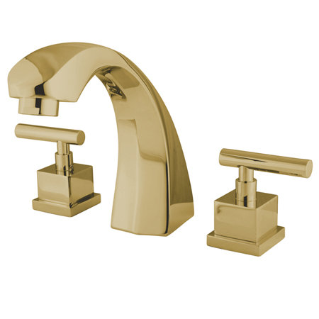 Rio Double Handle Deck Mounted Roman Tub Faucet Trim, Polished Brass