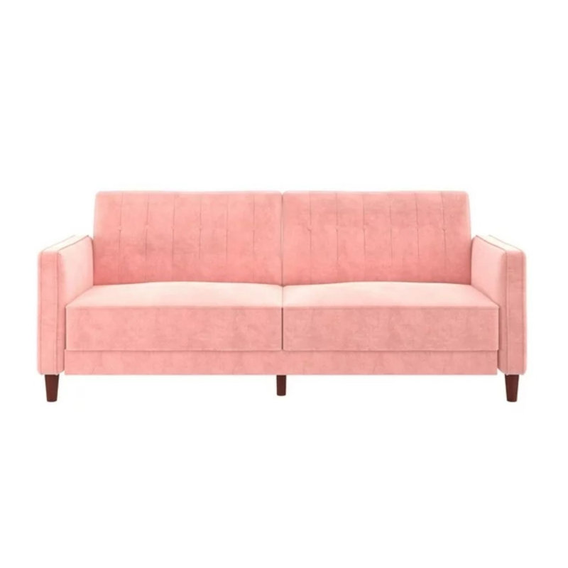 Somerby Single 81.5'' Velvet Convertible Sofa, Pink Velvet