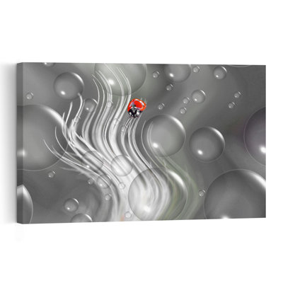 Ladybug Amidst Bubbles Abstract Elegant Modern Ladybug Nature Wall Art Print by Thierry Dufour - Print