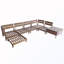 Ensemble de meubles modulaires d'extérieur en bois 8 pièces avec table à thé et coussins de rangement
