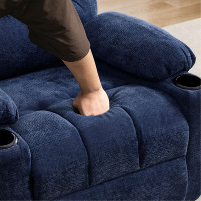 Heat Massage Manual Recliner Chair With Rocker And Swivel In Fabric For Living Room