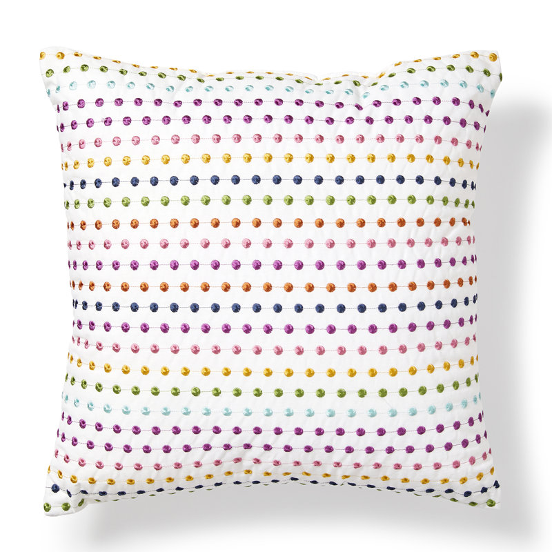 Your Lifestyle by Donna Sharp Colorful Dots Embroidered Cotton Square Throw Pillow